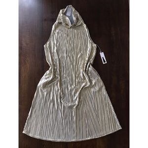 Gold pleated shift dress WITH POCKETS!!!!!!